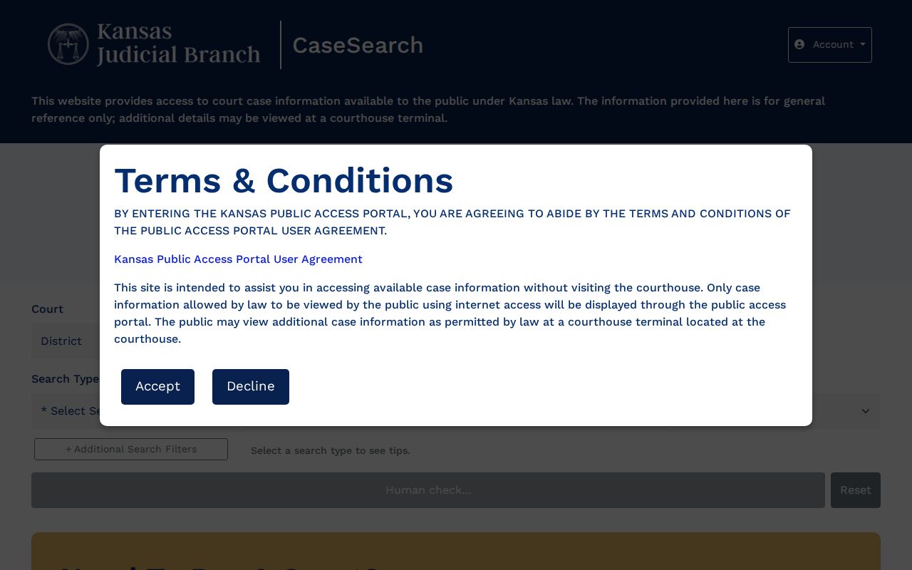 Geary County docket search Kansas CaseSearch entry