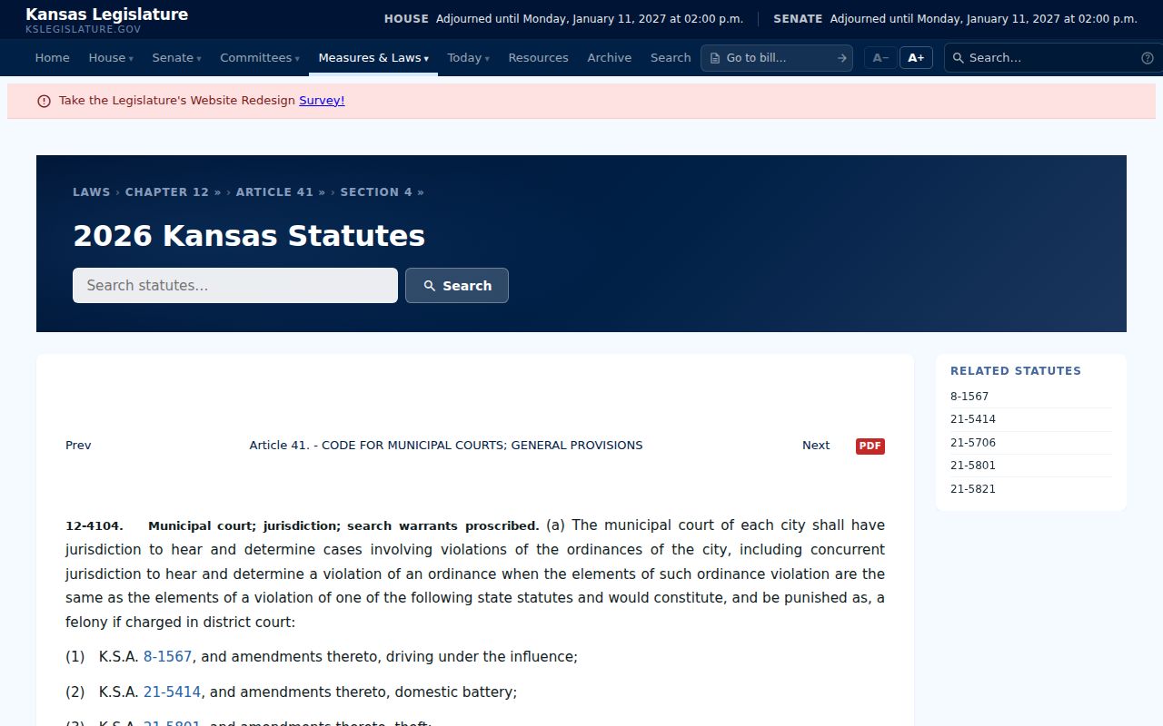 Grandview Plaza court records municipal jurisdiction law