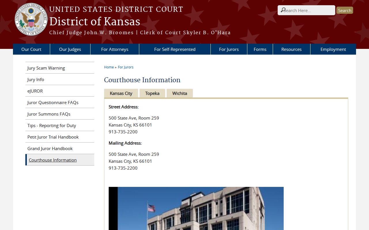 Geary County federal court docket locations