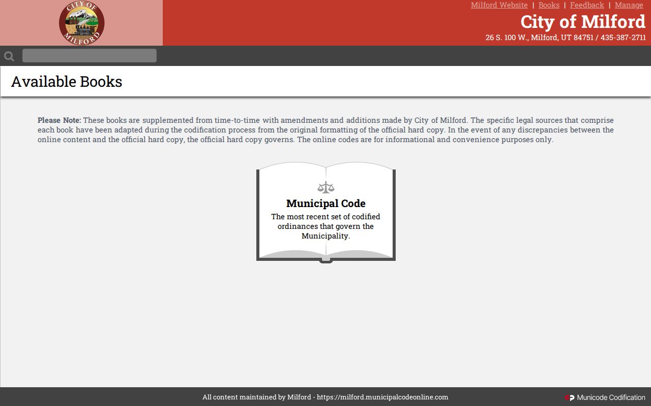 Milford court records municipal code source
